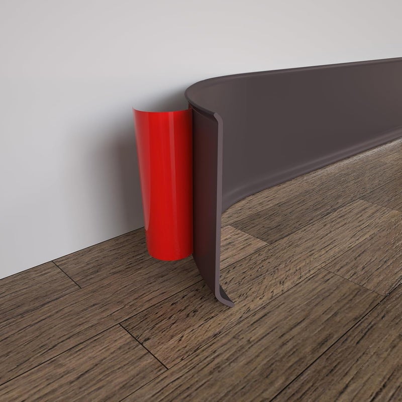 COUKIU Flexible Baseboard Molding Trim, 6 Inch x 20 Feet Self-Adhesive Vinyl Wall Base Cove Base, Peel and Stick Rubber Wall Base Moulding Trim(S152, Brown) - Image 1